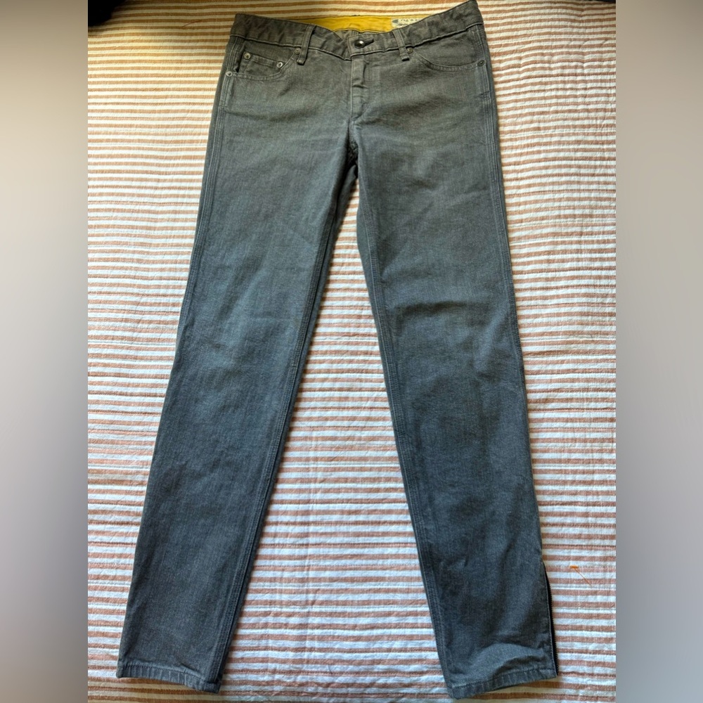 Rag & Bone Women's Skinny Leg Mid Rise Jeans Grey Ankle Zip Handmade USA Sz: 28